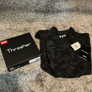 BNWT- Black Camo TYR Thresher Size 24 Competition Swim Tech Suit